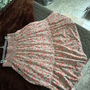 Universal Thread Floral A-Line Skirt - Pink and Cream